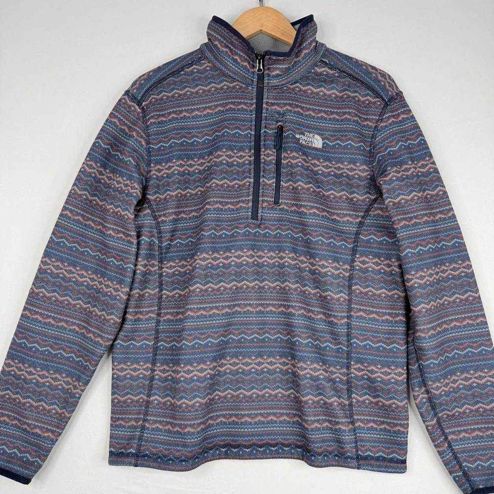 The North Face Men's Gordon Lyons 1/4 Zip Fleece SZ-M Blue & Multicolor Aztec